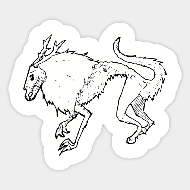 Inktober Wendigo Cryptid on the Hunt Sticker by UntidyVenus